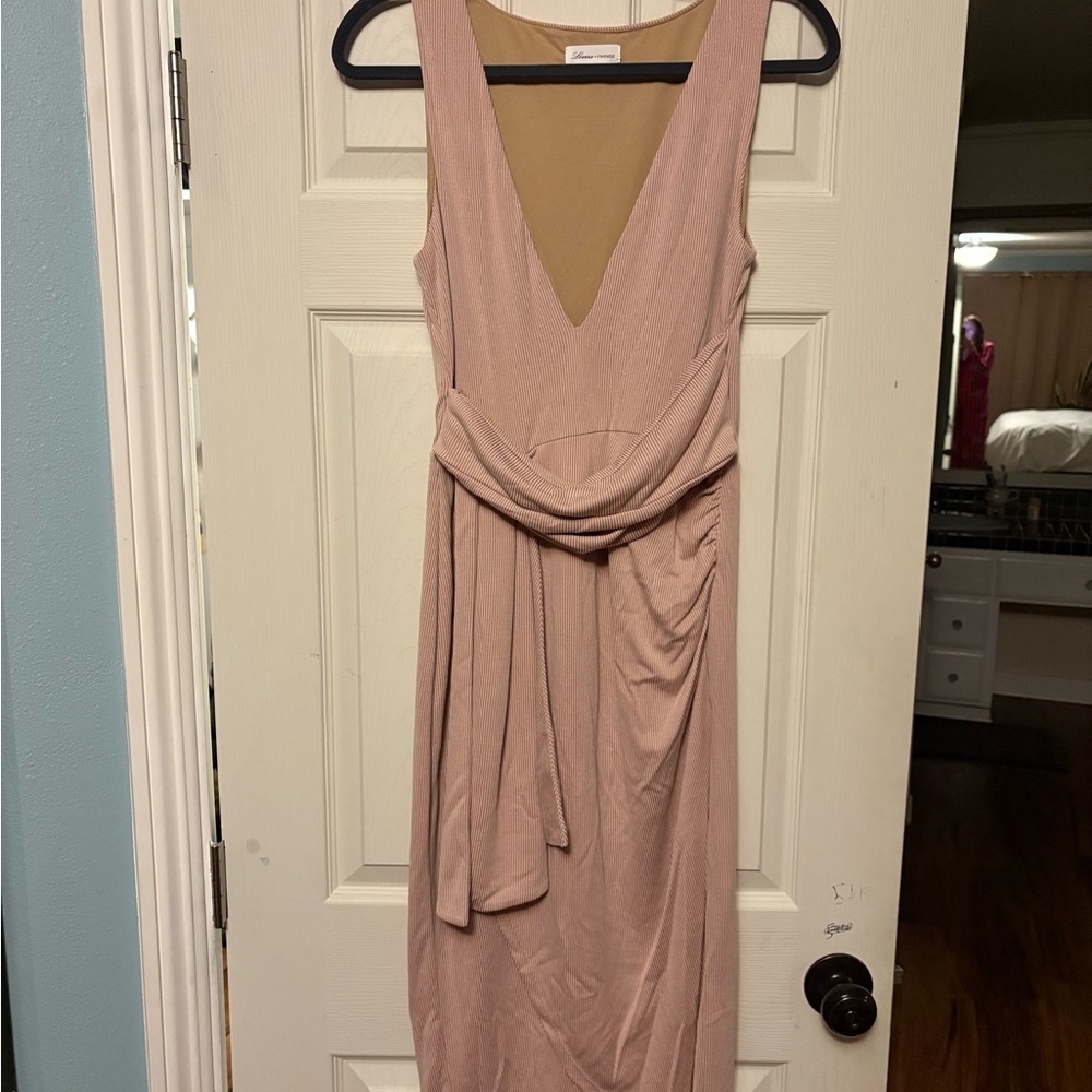 Lovers + Friends Ribber Pink/Beige Midi Dress